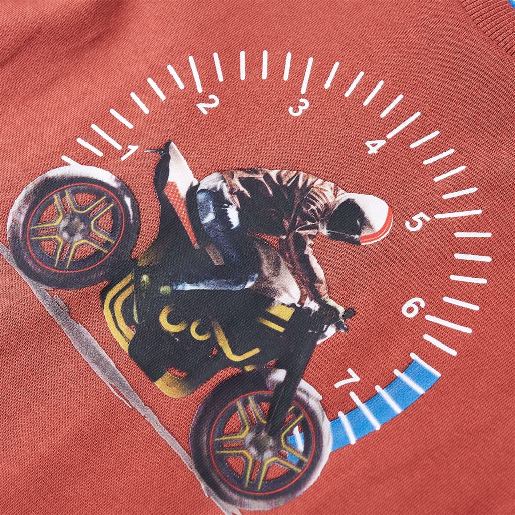 Langærmet T-shirt til børn str. 116 henna