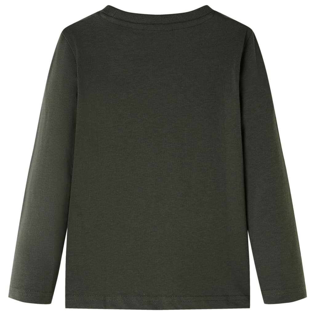 Langærmet T-shirt til børn str. 104 kakifarvet