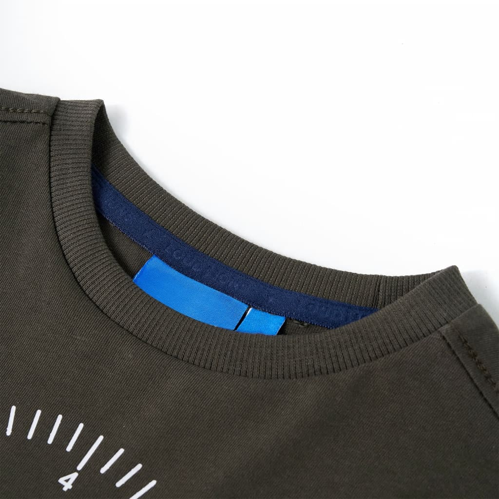 Langærmet T-shirt til børn str. 104 kakifarvet