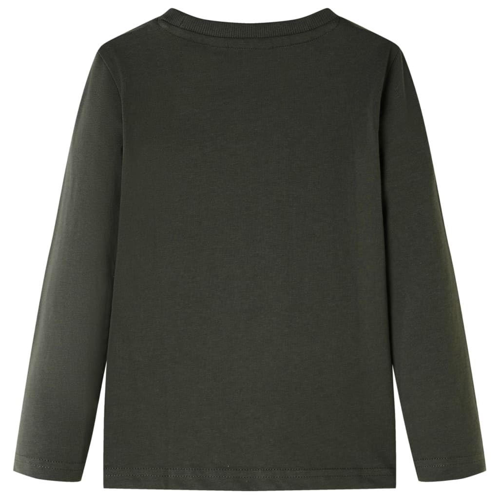 Langærmet T-shirt til børn str. 128 kakifarvet