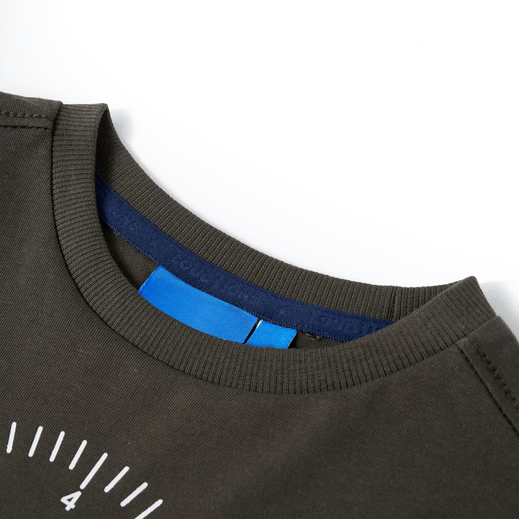Langærmet T-shirt til børn str. 128 kakifarvet