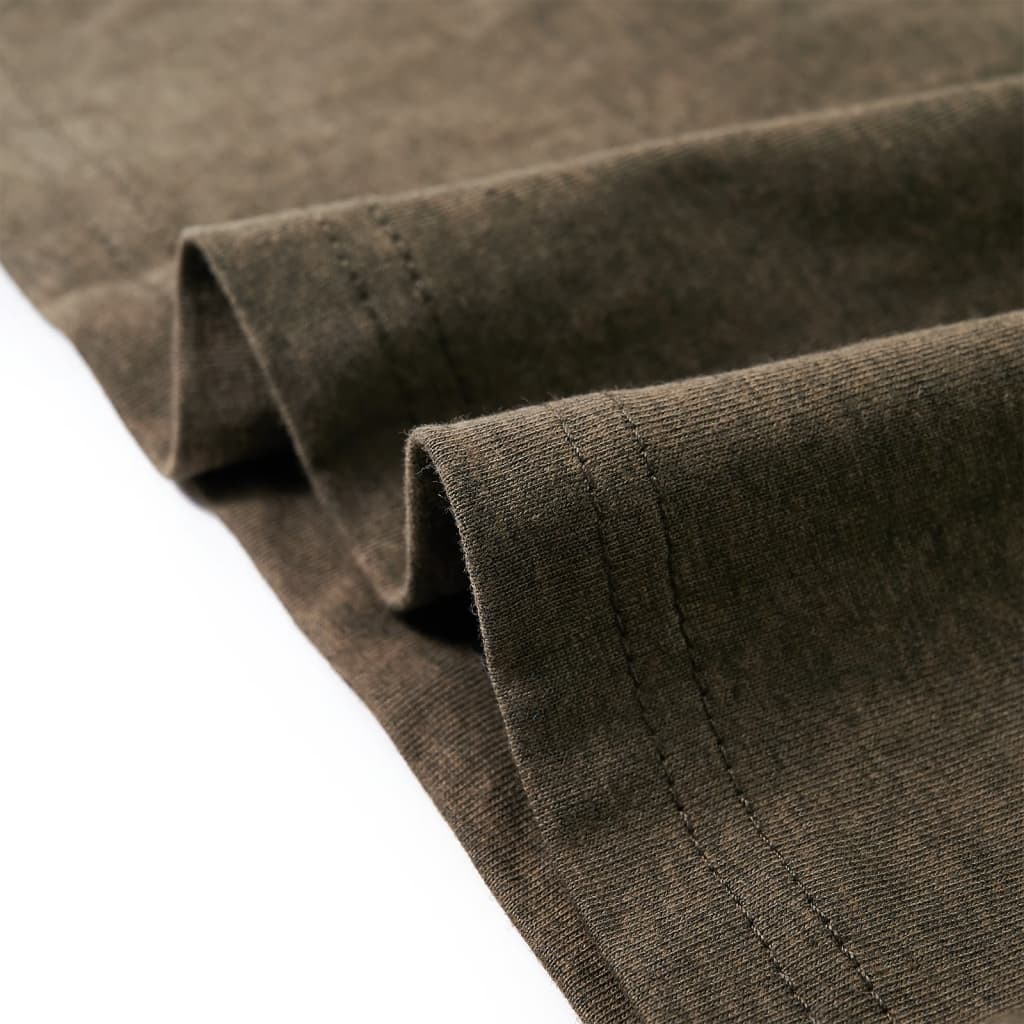Langærmet T-shirt til børn str. 128 kakimeleret