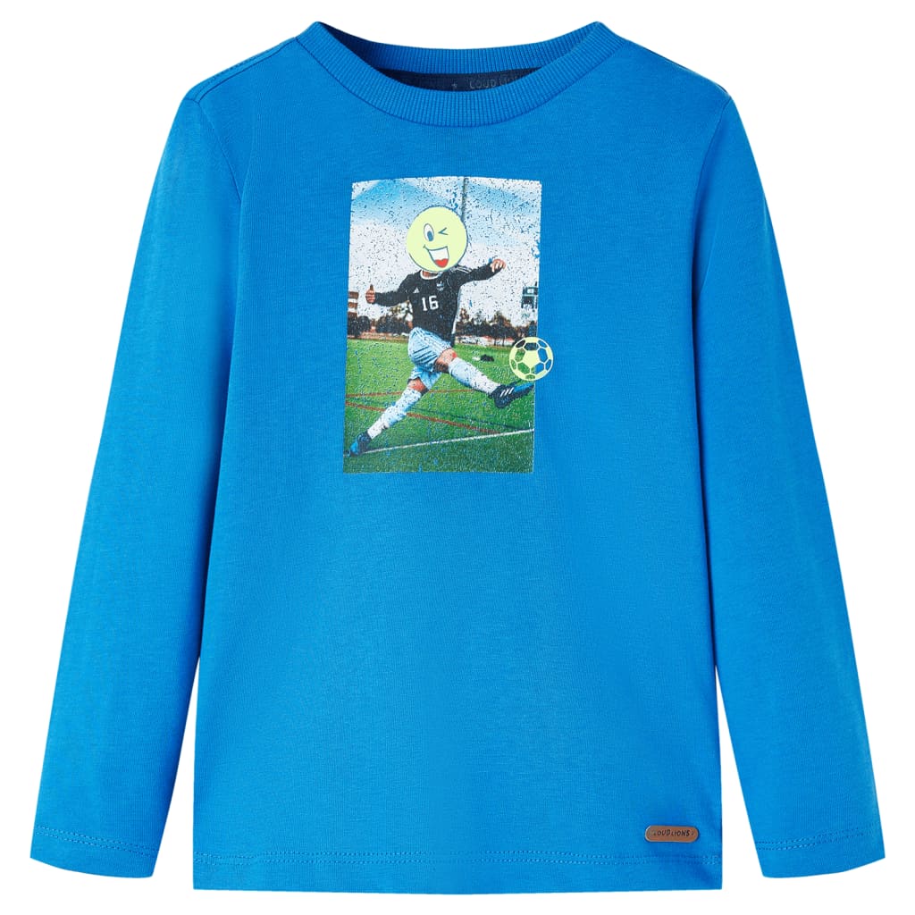 Langærmet T-shirt til børn str. 128 koboltblå