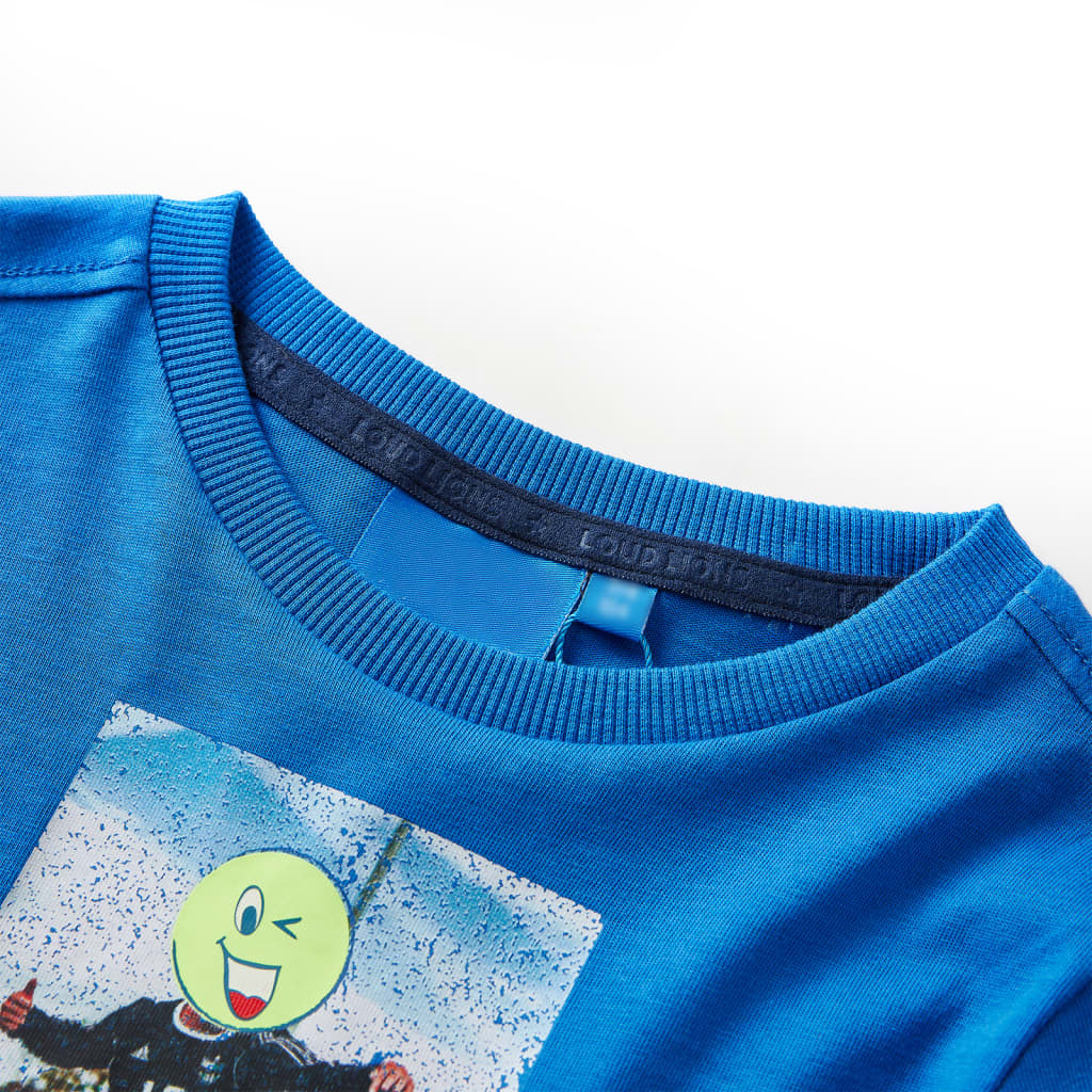 Langærmet T-shirt til børn str. 140 koboltblå
