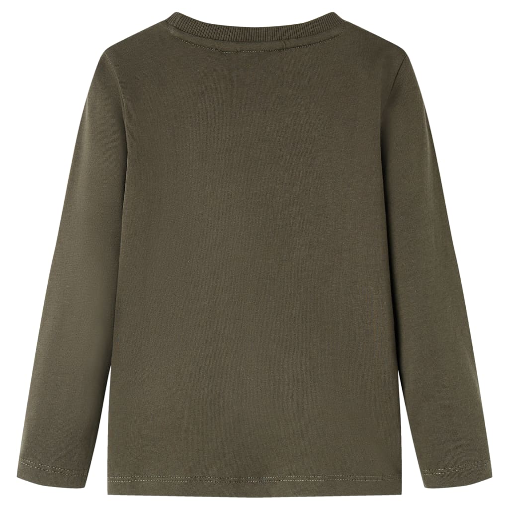 Langærmet T-shirt til børn str. 104 kakifarvet