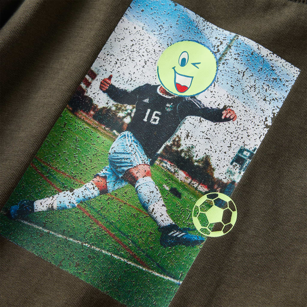 Langærmet T-shirt til børn str. 104 kakifarvet