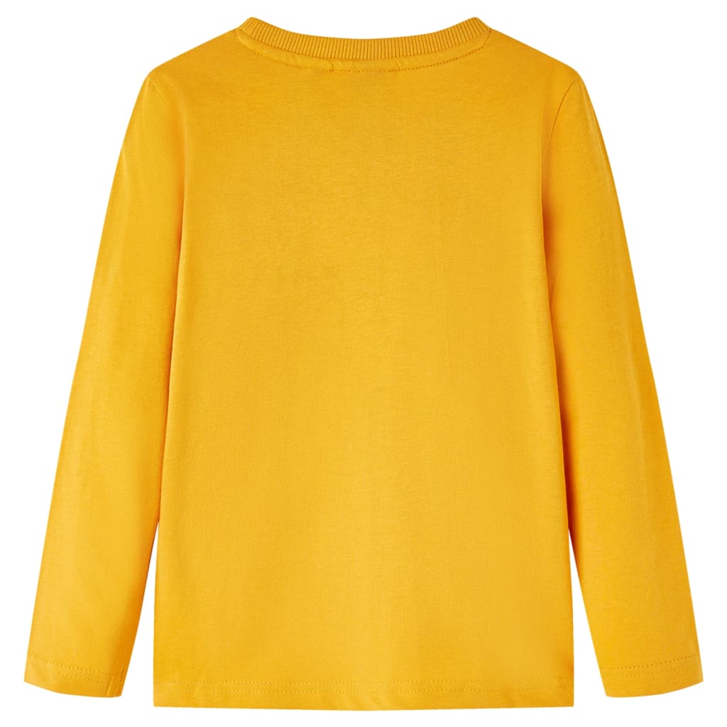 Langærmet T-shirt til børn str. 116 okkergul