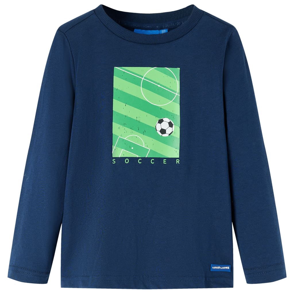 Langærmet T-shirt til børn str. 128 marineblå