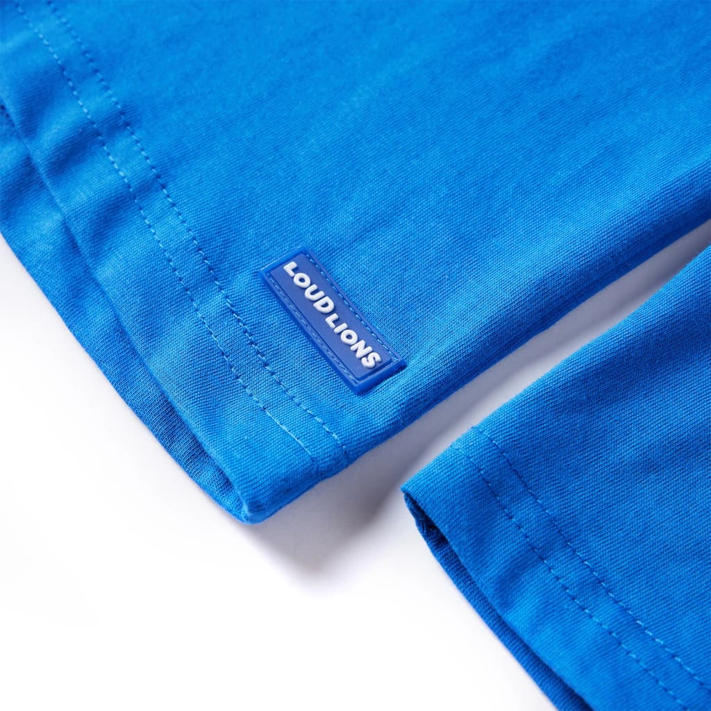 Langærmet T-shirt til børn str. 128 koboltblå