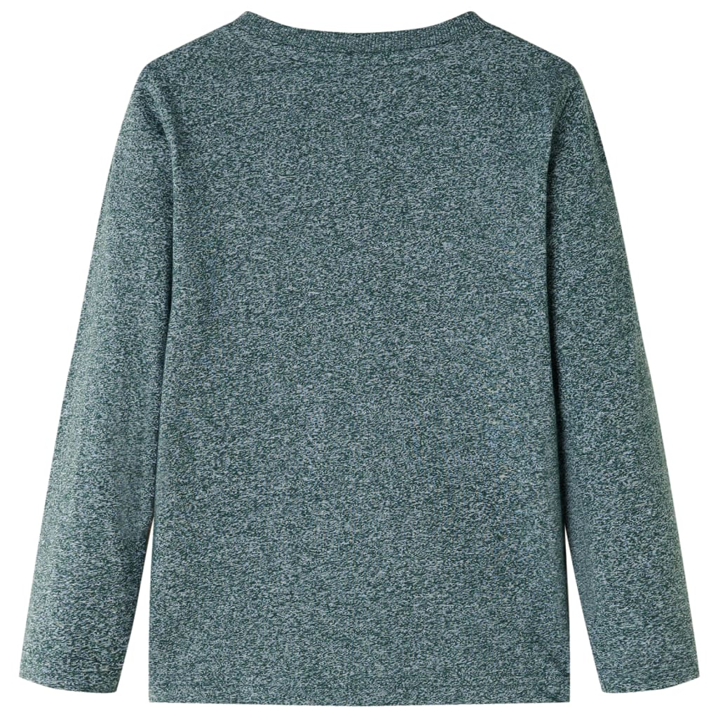 Langærmet T-shirt til børn str. 116 grønmeleret