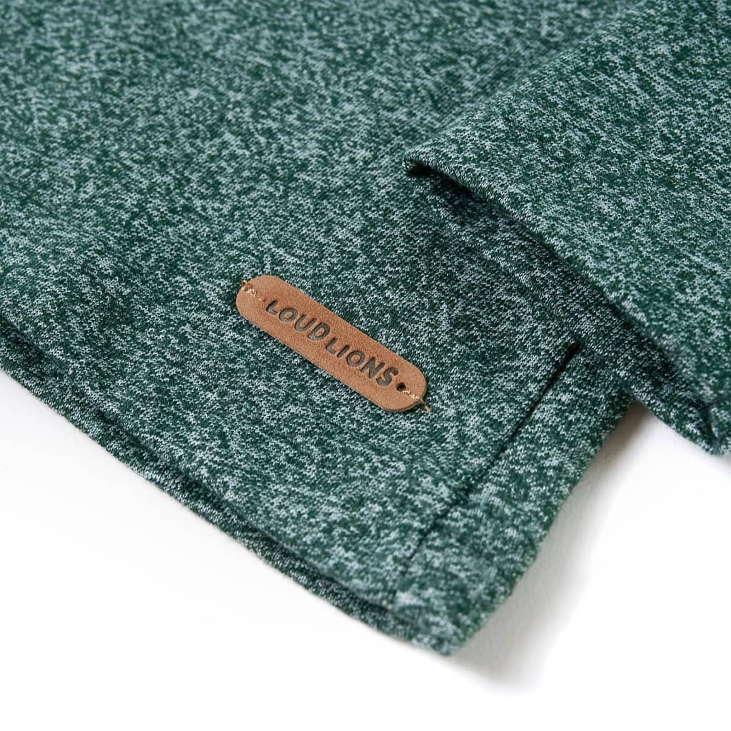 Langærmet T-shirt til børn str. 116 grønmeleret