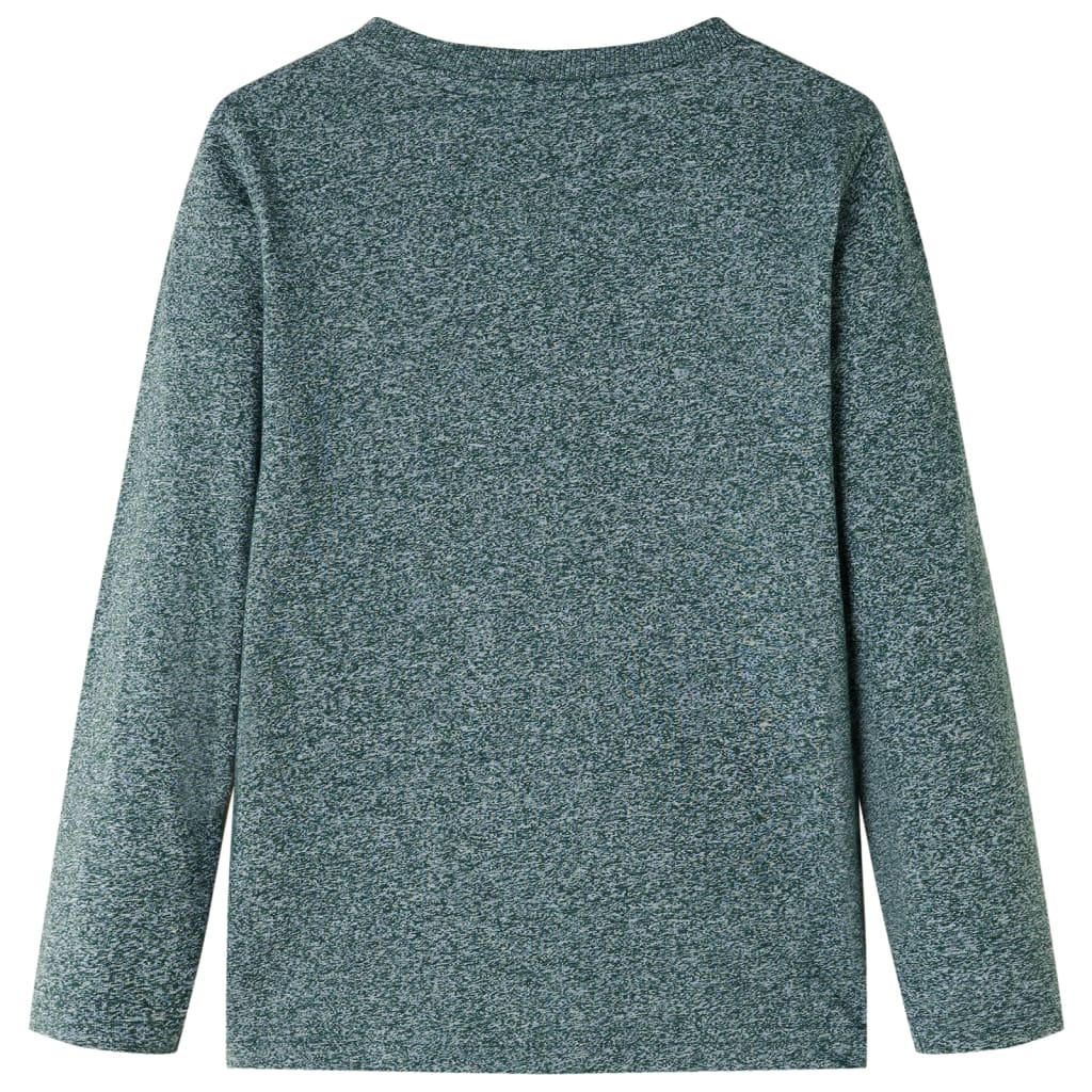 Langærmet T-shirt til børn str. 140 grønmeleret