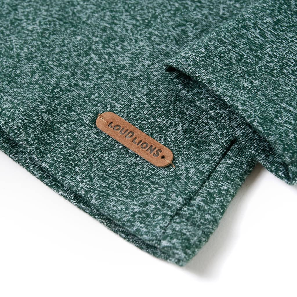 Langærmet T-shirt til børn str. 140 grønmeleret