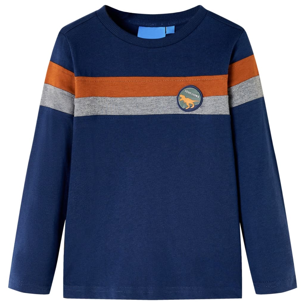 Langærmet T-shirt til børn str. 104 marineblå