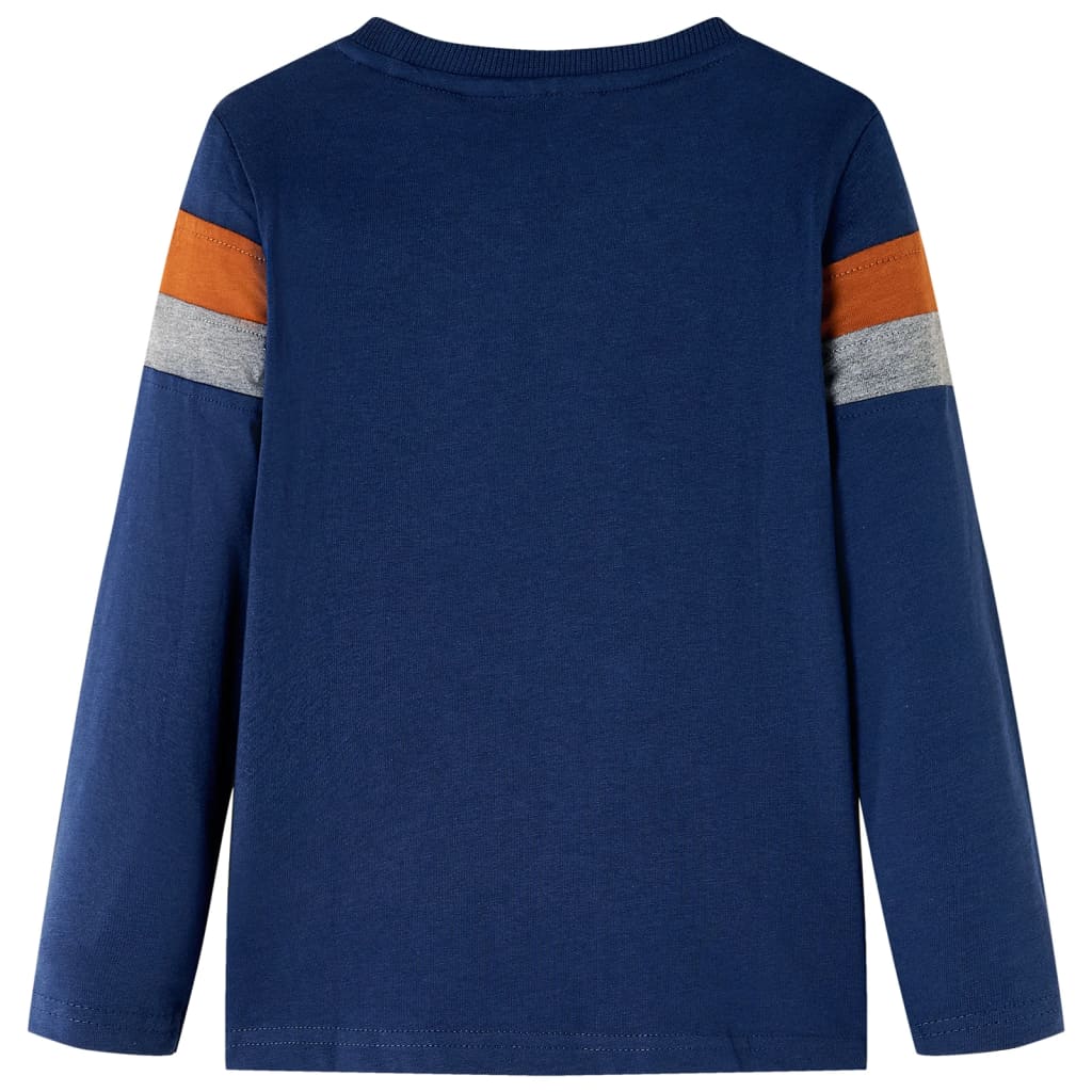 Langærmet T-shirt til børn str. 104 marineblå