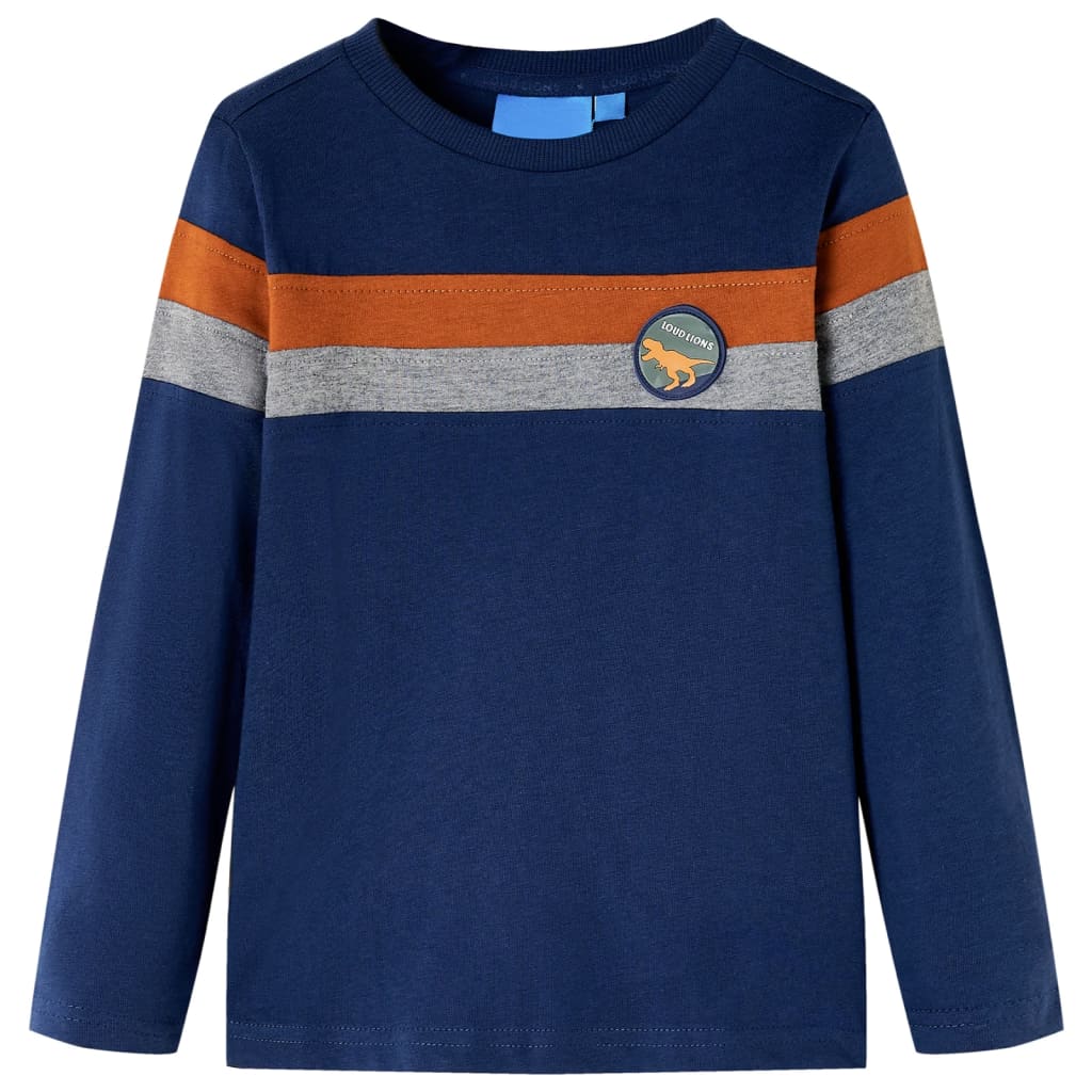 Langærmet T-shirt til børn str. 116 marineblå