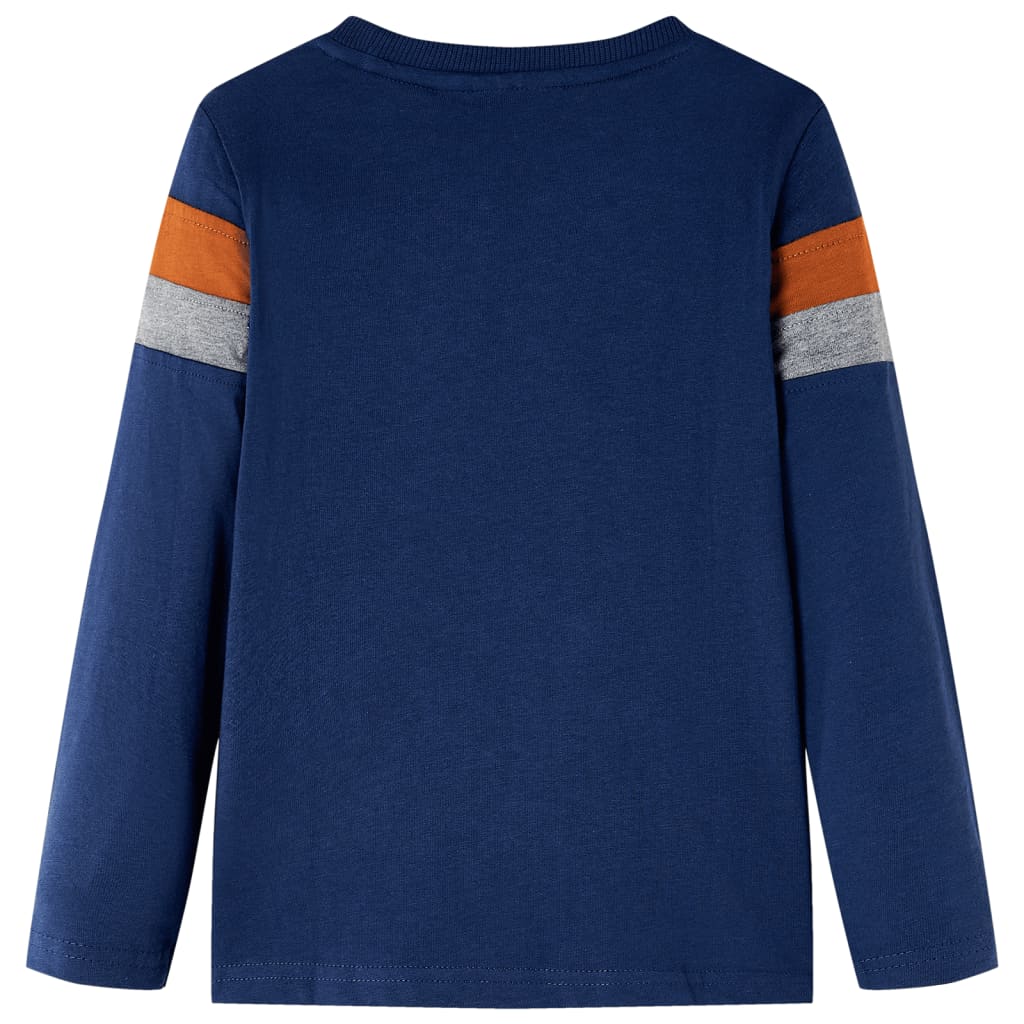 Langærmet T-shirt til børn str. 116 marineblå