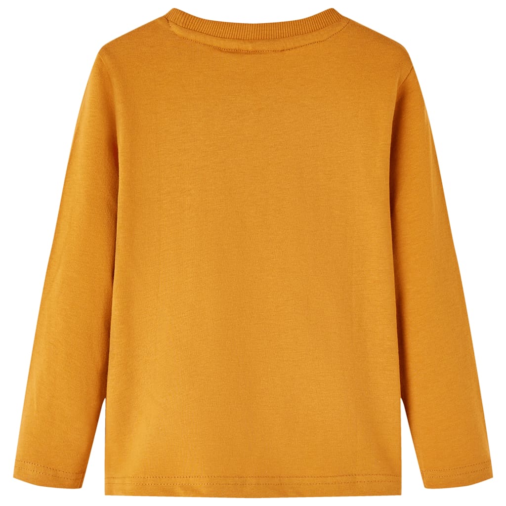 Langærmet T-shirt til børn str. 128 okkergul