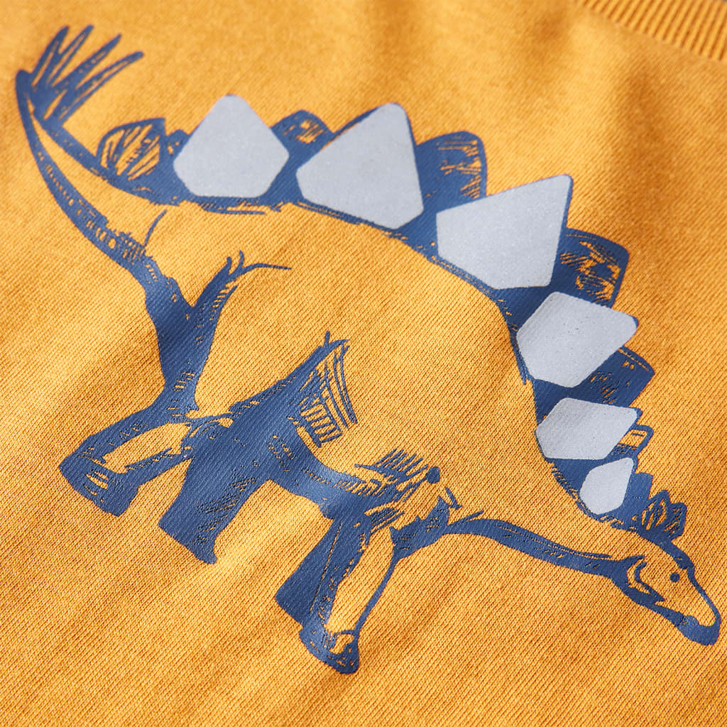Langærmet T-shirt til børn str. 128 okkergul