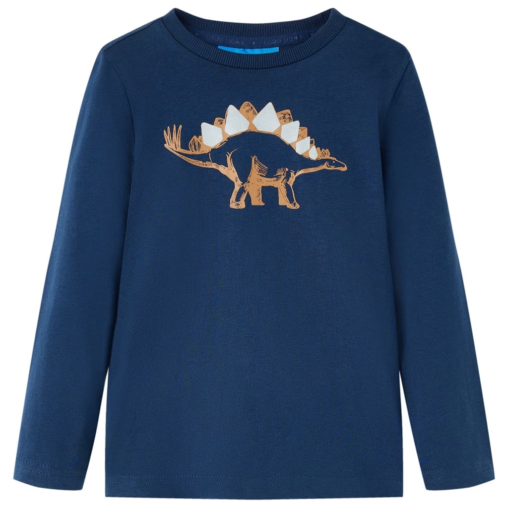 Langærmet T-shirt til børn str. 116 marineblå