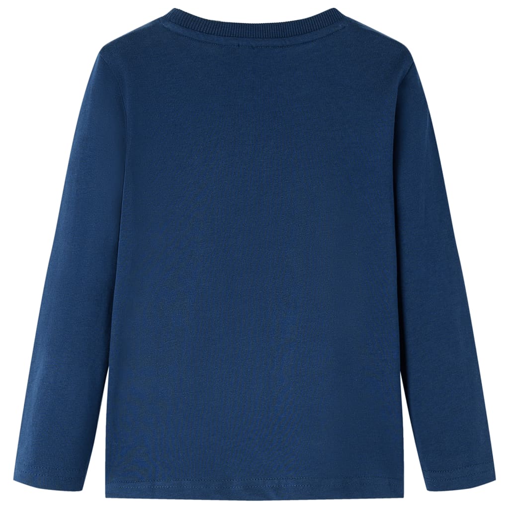 Langærmet T-shirt til børn str. 116 marineblå