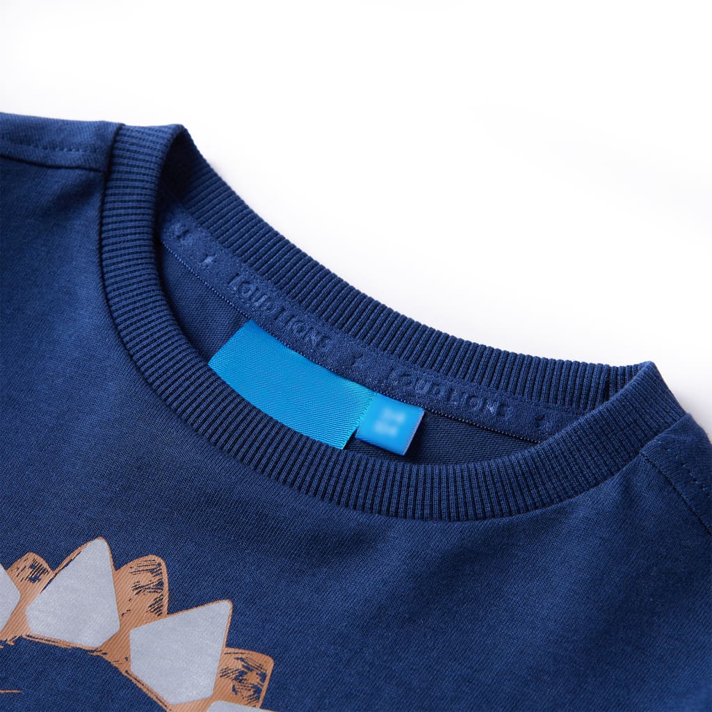 Langærmet T-shirt til børn str. 116 marineblå