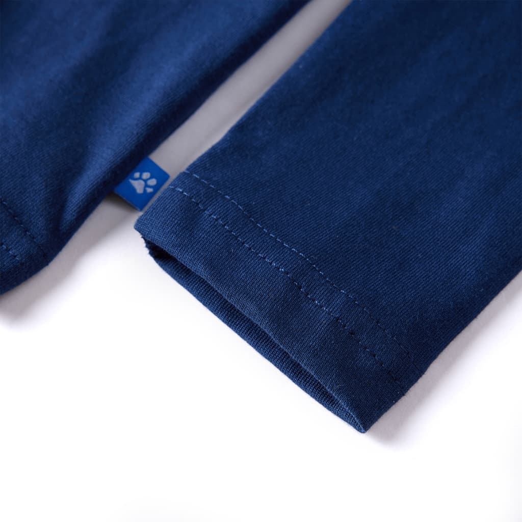 Langærmet T-shirt til børn str. 116 marineblå
