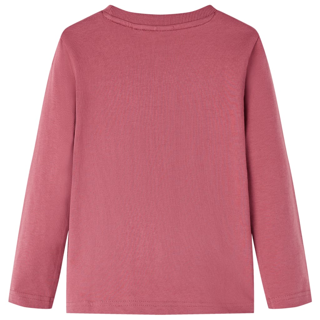 Langærmet T-shirt til børn str. 116 mørkerød