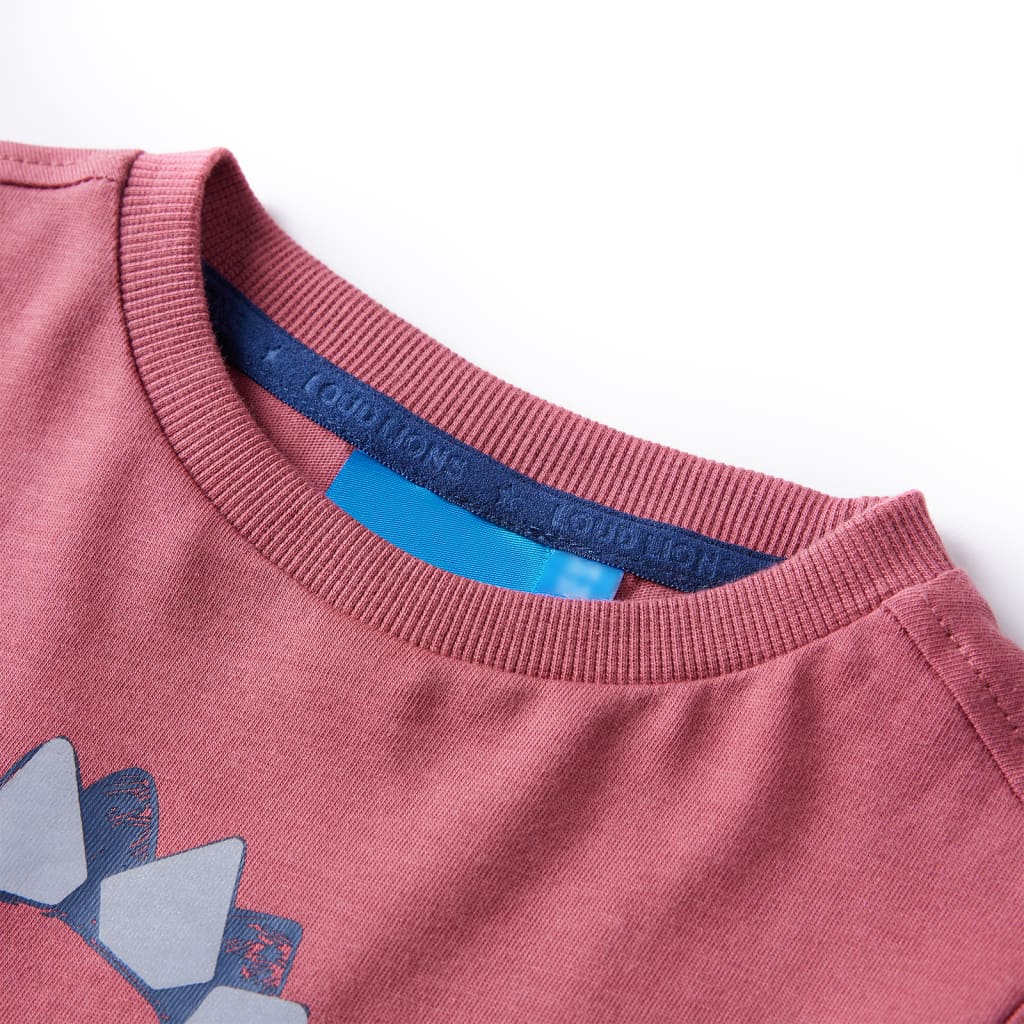 Langærmet T-shirt til børn str. 116 mørkerød
