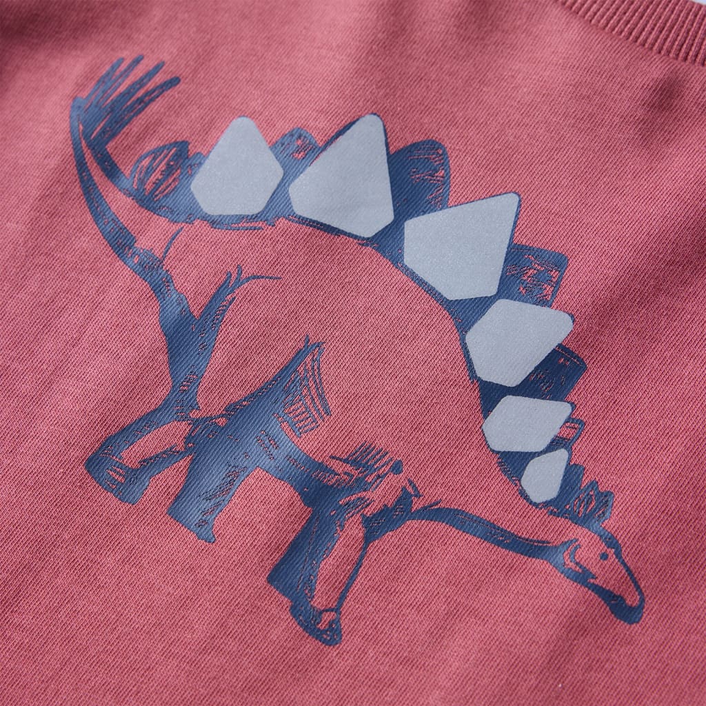 Langærmet T-shirt til børn str. 116 mørkerød