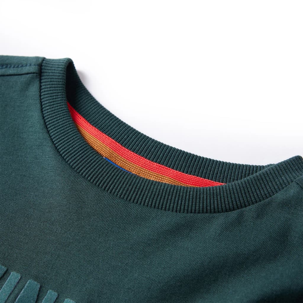 Langærmet T-shirt til børn str. 104 mørkegrøn