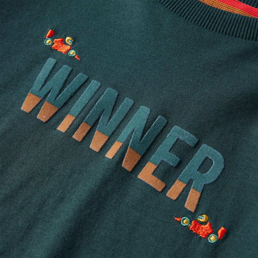 Langærmet T-shirt til børn str. 104 mørkegrøn