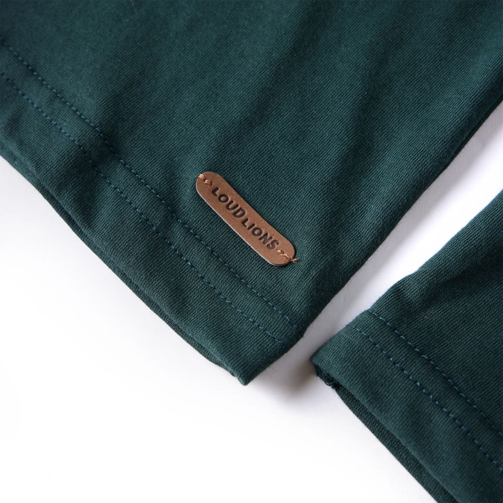 Langærmet T-shirt til børn str. 104 mørkegrøn