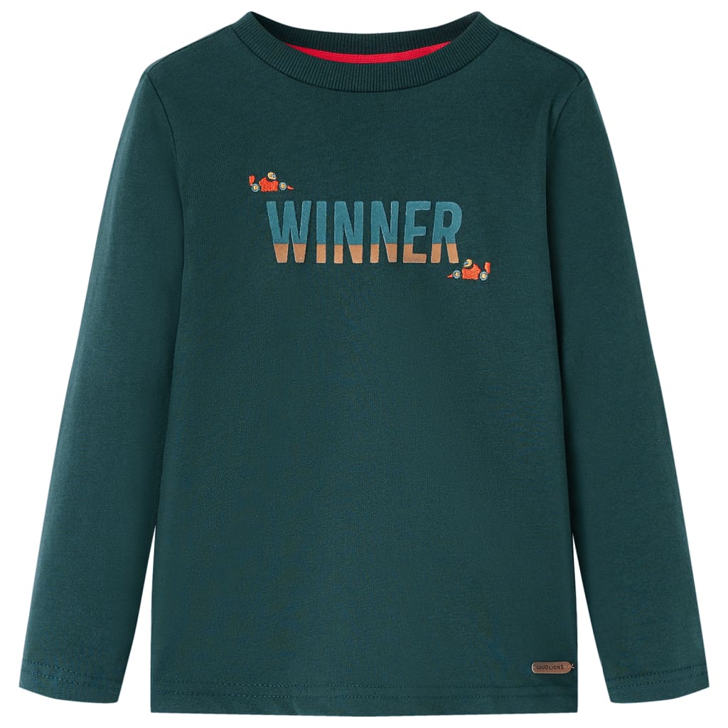 Langærmet T-shirt til børn str. 116 mørkegrøn