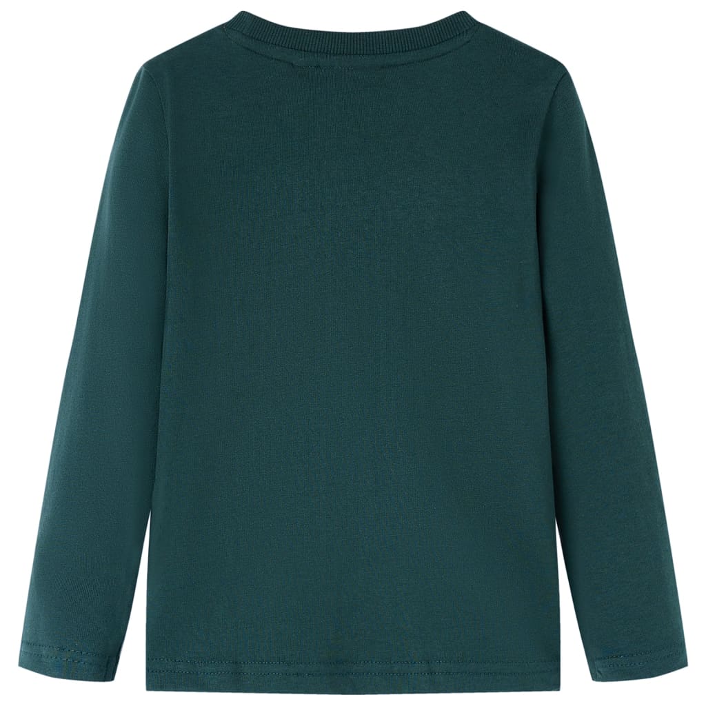 Langærmet T-shirt til børn str. 116 mørkegrøn