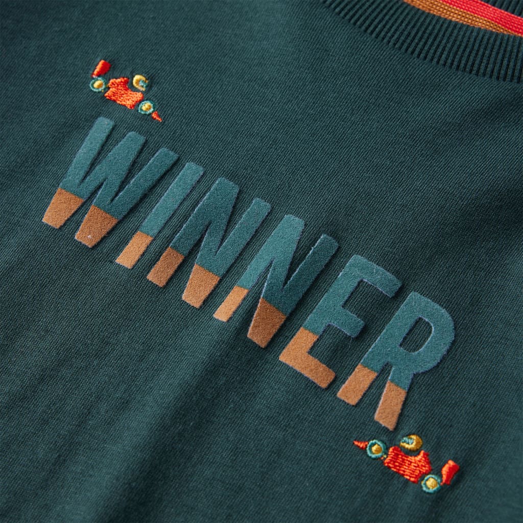 Langærmet T-shirt til børn str. 116 mørkegrøn