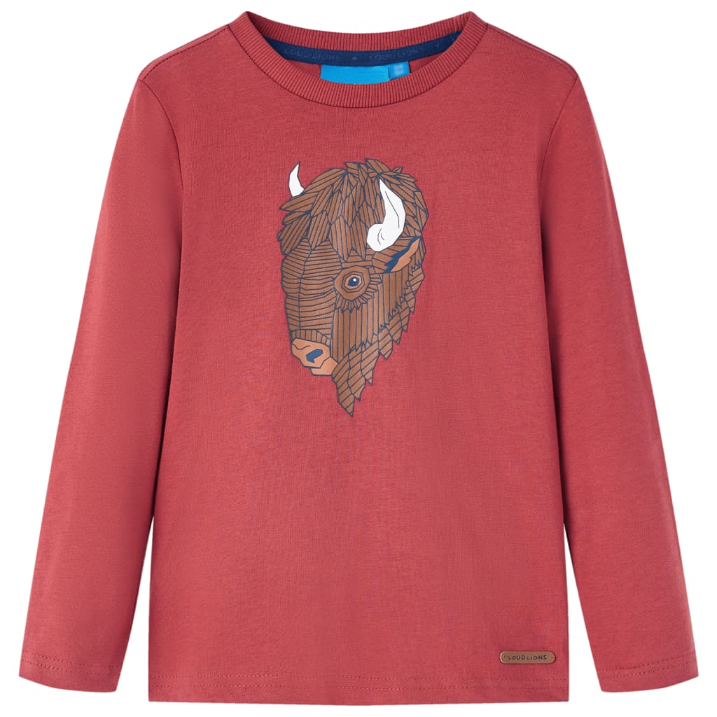 Langærmet T-shirt til børn str. 140 rød