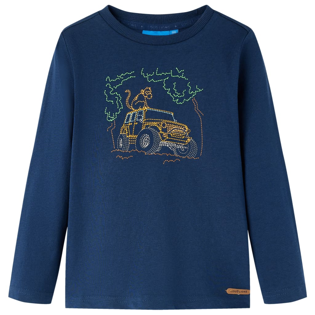 Langærmet T-shirt til børn str. 104 marineblå