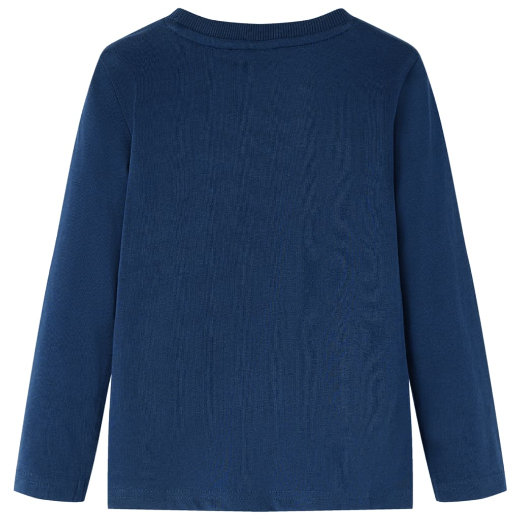 Langærmet T-shirt til børn str. 104 marineblå