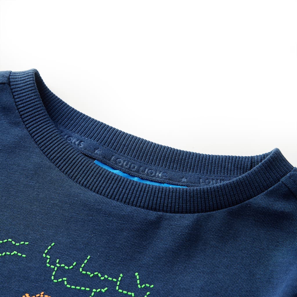 Langærmet T-shirt til børn str. 104 marineblå