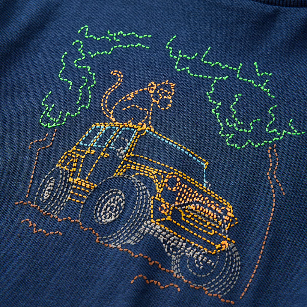 Langærmet T-shirt til børn str. 104 marineblå