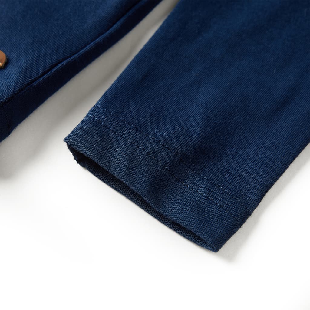 Langærmet T-shirt til børn str. 104 marineblå