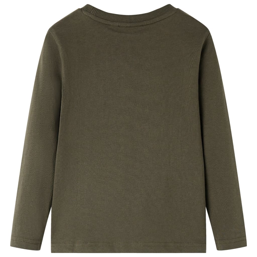 Langærmet T-shirt til børn str. 128 kakifarvet