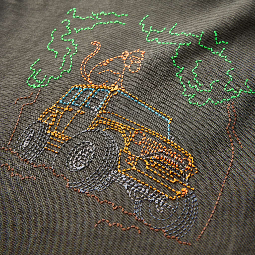 Langærmet T-shirt til børn str. 128 kakifarvet