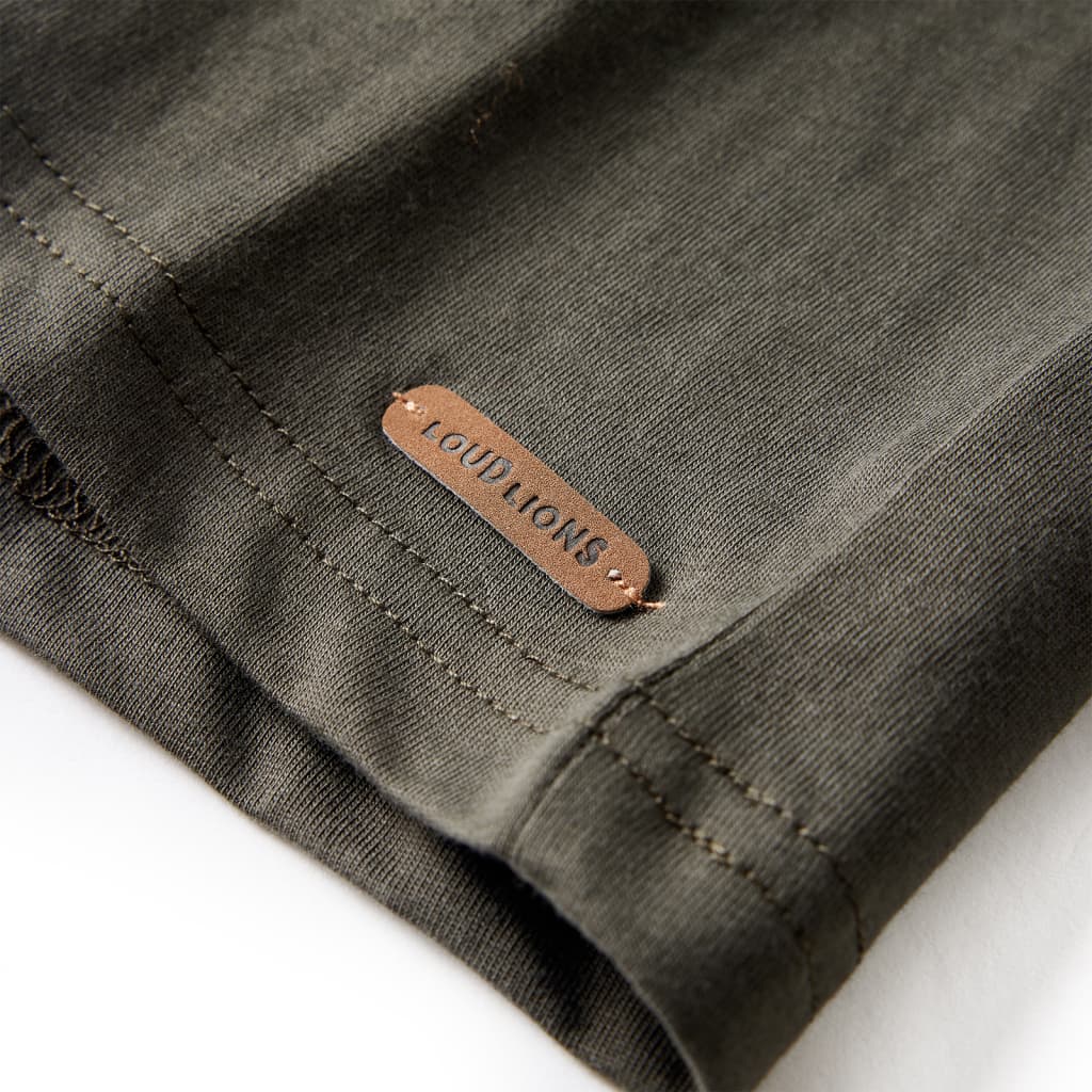 Langærmet T-shirt til børn str. 128 kakifarvet
