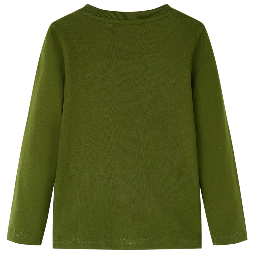 Langærmet T-shirt til børn str. 104 kakifarvet