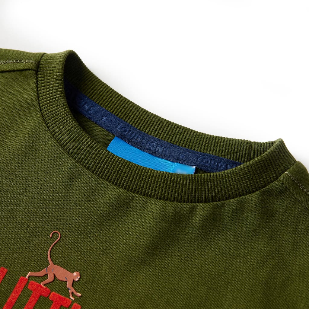 Langærmet T-shirt til børn str. 104 kakifarvet