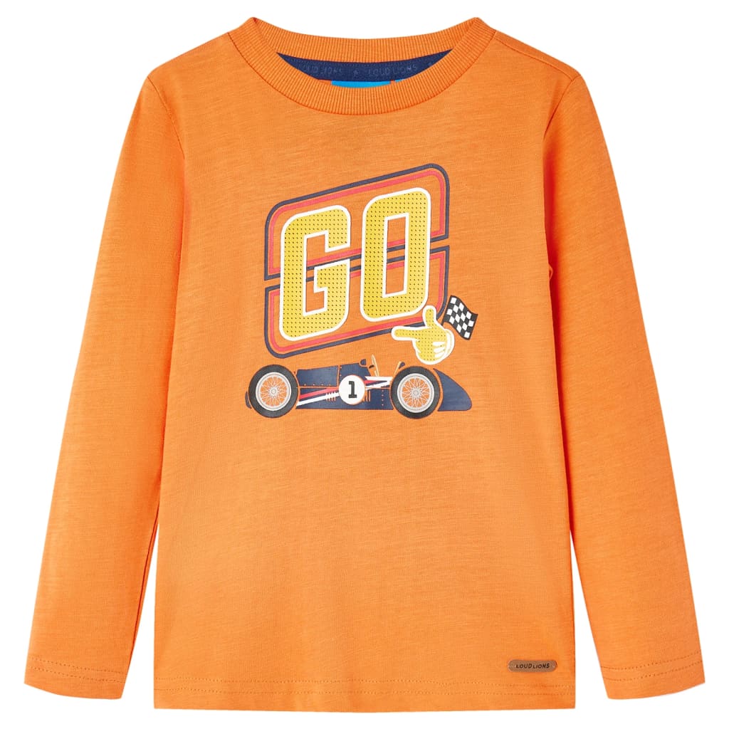 Langærmet T-shirt til børn str. 128 cm orange