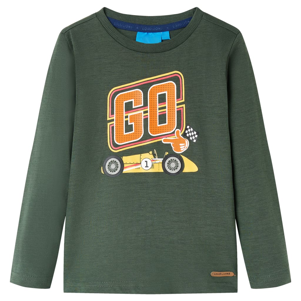 Langærmet T-shirt til børn str. 104 cm mørkegrøn