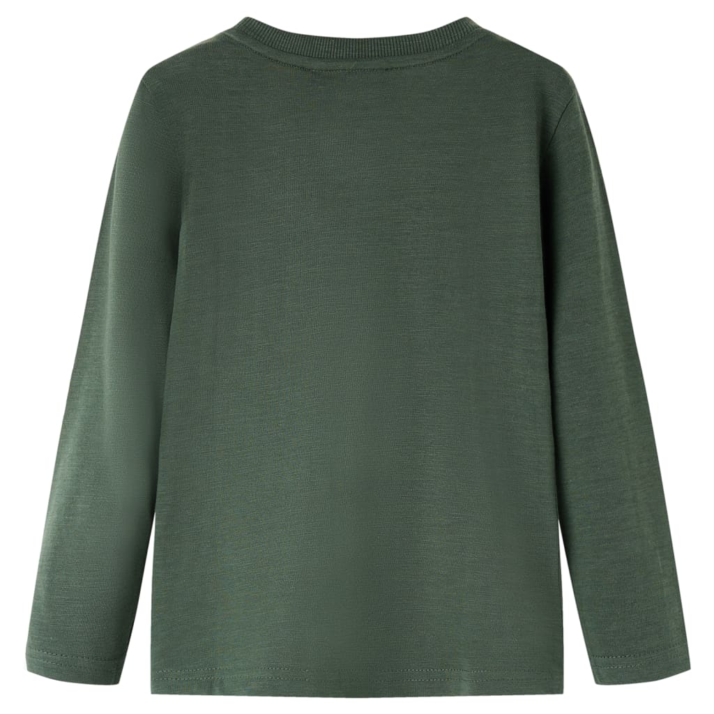 Langærmet T-shirt til børn str. 104 cm mørkegrøn